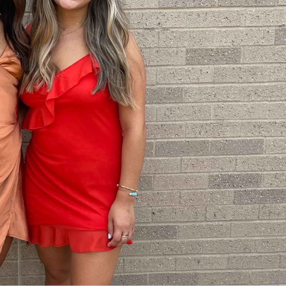Red mini dress